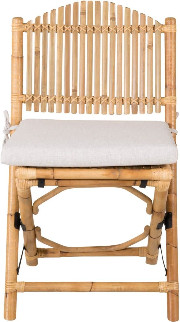 Cane, Udendørs spisebordsstol, bambus by Venture Design (H: 92,5 cm. x B: 54 cm. x L: 63 cm., Lysegrå/Natur)