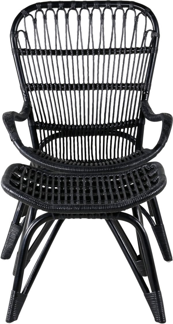 Ella, Udendørs hvilestol, rattan by Venture Design (H: 95 cm. x B: 66 cm. x L: 131 cm., Sort/Fløde)