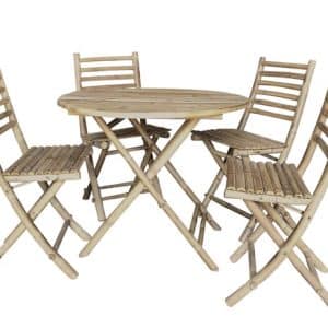 Lyon Havesæt m. 1 bord og 4 stole i bambus fra Chic Antique