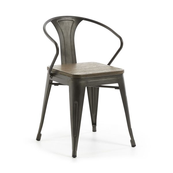 LAFORMA Malibu spisebordsstol - grå/brun stål/bambustræ
